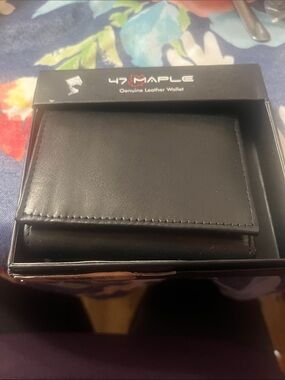 47 Maple Genuine Leather Men's Slim tri fold Wallet | Black Leather Wallet